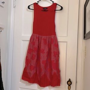 Knee-lengthened red dress. Lightweight.